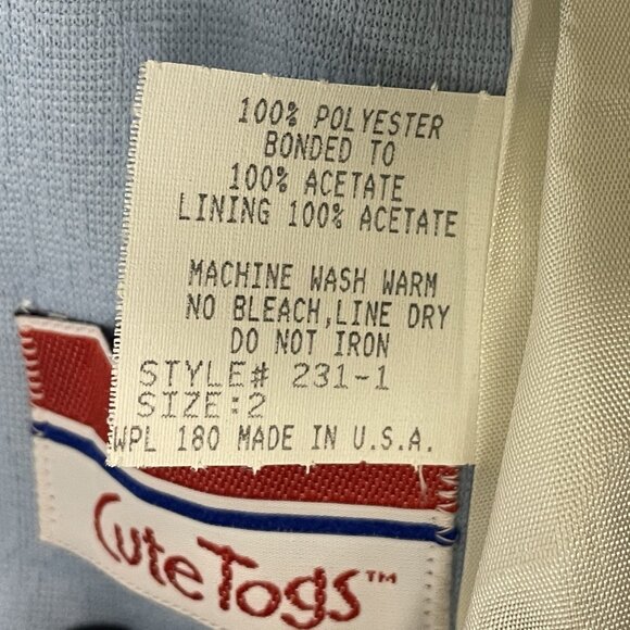 Vintage Cute Togs Girls Dressy Coat Set Size 2 2T Light Blue Matching Hat NWT - Picture 8 of 12